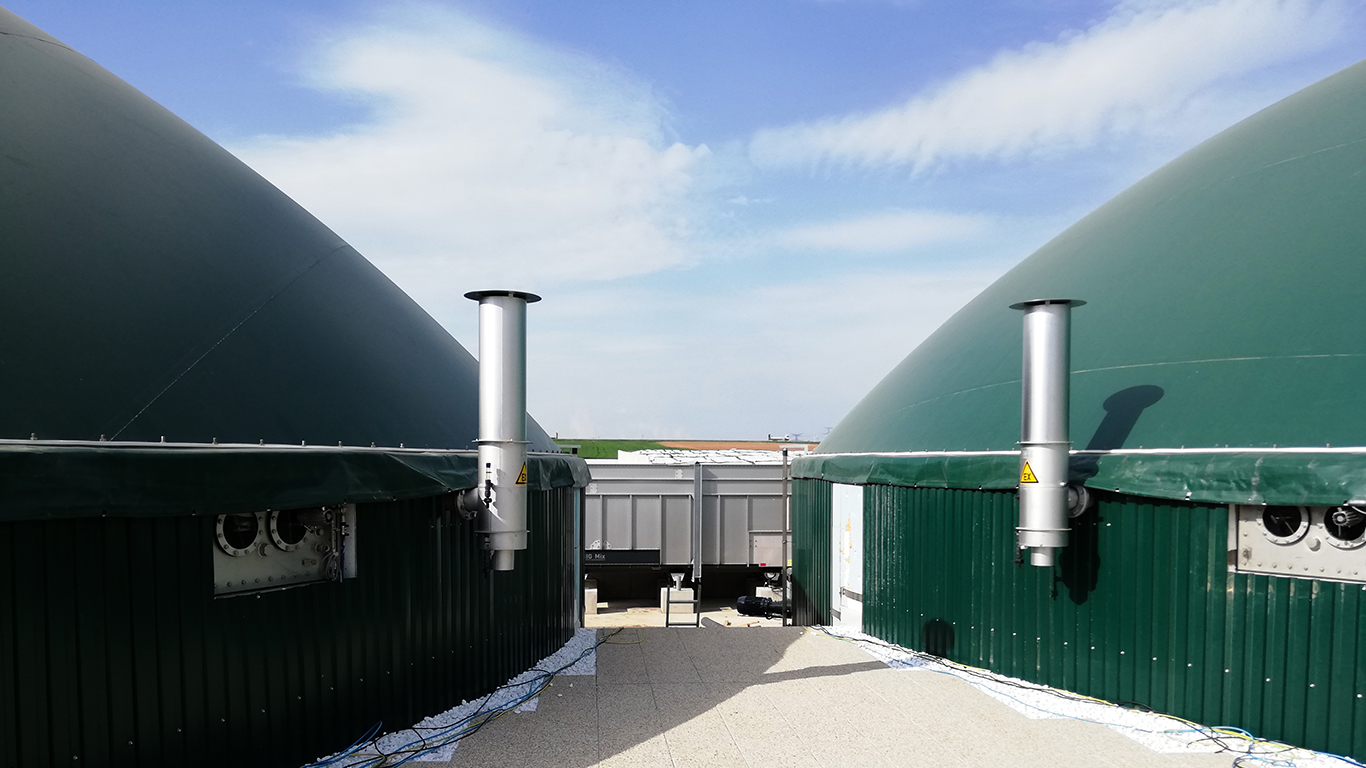 Unité de méthanisation à Marlenheim : les déchets d’abattoirs non utilisés sont transformés en biométhane de haute qualité.